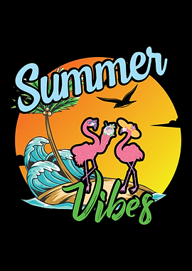 Summer Vibes Flamingo Island Graphic