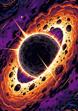 Cosmic Eclipse with Asteroid Ring