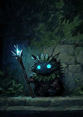 Leaf Creature with Glowing Eyes