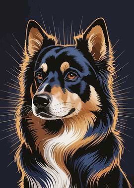 Dog Portrait with Golden Highlights