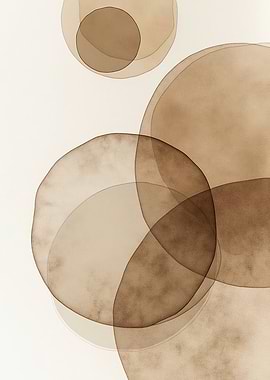Abstract Brown Circles on White Background