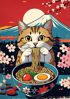 Cat ramen Mount Fuji