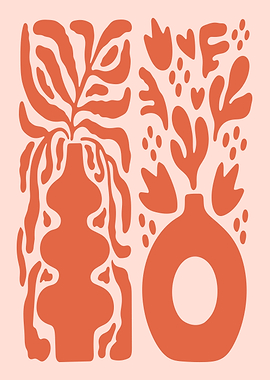 Abstract Floral Vases Art Print