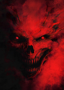 Red Demon With Glowing Eyes