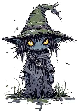 Whimsical Goblin Wizard Character Illustration