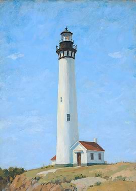 Lighthouse Painting with Blue Sky