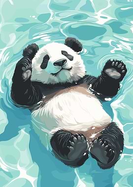 Panda Floating in Water