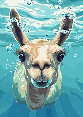Llama Underwater Portrait