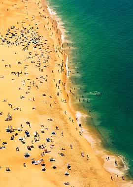 Aerial view of a crowded beach
