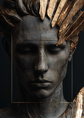 Dark Statue with Golden Accents
