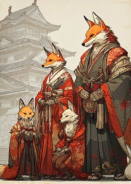 Fox Clan in Traditional Japanese Attire