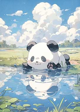 Panda Water Reflection