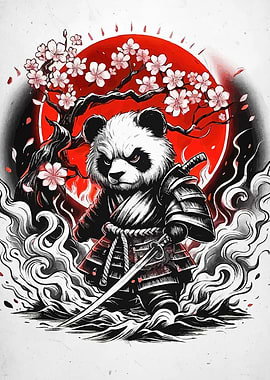 Samurai Panda Cherry Blossoms