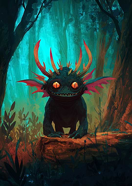 Forest Creature with Glowing Eyes