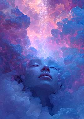 Dreamy cloudscape with a face in the sky