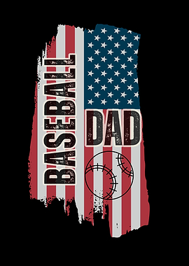 Baseball Dad American Flag Design