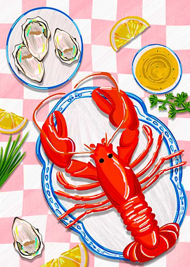 Lobster and Oysters Still Life