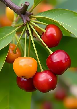 Cherries on the branch