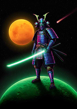 Space Samurai with Glowing Katana