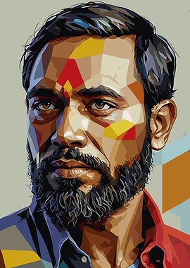 Geometric Portrait of a Bearded Man