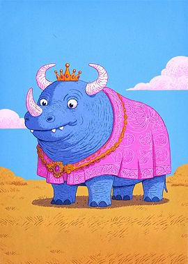 Cartoon Rhino Princess Animal
