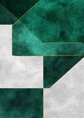 Abstract Emerald and White Geometric Design
