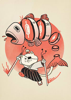 Samurai Cat Fish Sushi
