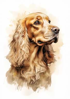 Watercolor Cocker Spaniel Portrait