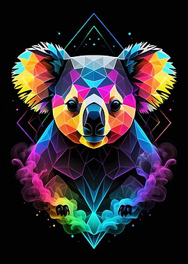 Geometric Koala with Rainbow Colors