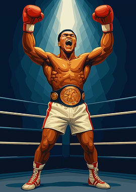 Victorious Boxer Champion Illustration