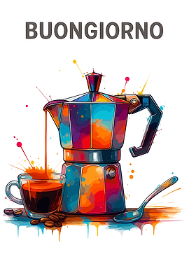 Colorful Coffee Still Life with Buongiorno Text