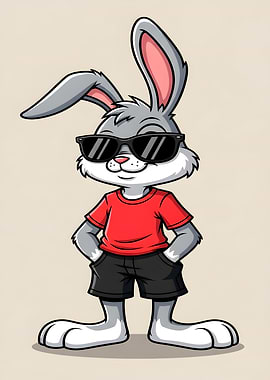 Cool Cartoon Rabbit with Sunglasses