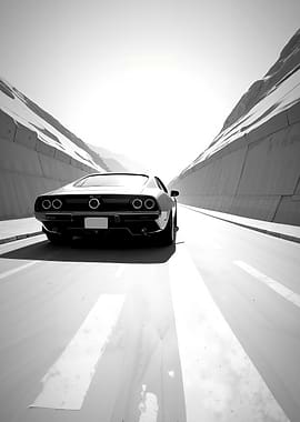 Classic car on a mountain road