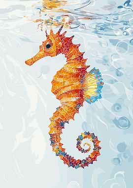 Colorful Seahorse in Water