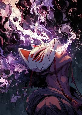 Masked Figure with Ethereal Energy