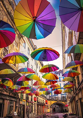 Colorful Umbrellas Street View