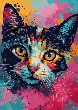Colorful Cat Portrait