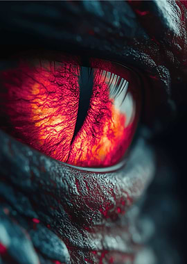Intense Red Dragon Eye Close-Up