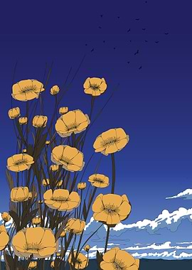 Yellow Flowers Against a Blue Sky