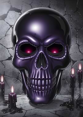 Purple Balloon Skull with Candles