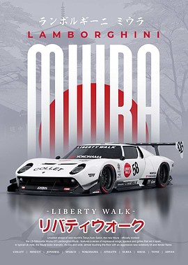 Lamborghini Miura Liberty Walk Poster