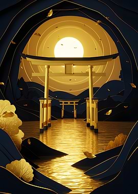 Golden Torii Gate at Sunset