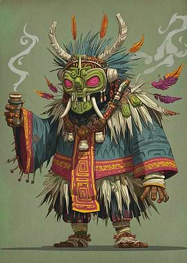 Masked Shaman Character Illustration