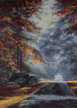 Autumn Road Painting