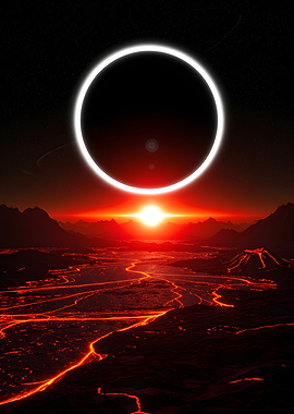 Volcanic Landscape with Eclipse