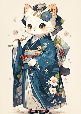 Cat Kimono Animal Japanese