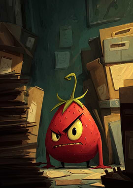 Angry Strawberry Cartoon Character