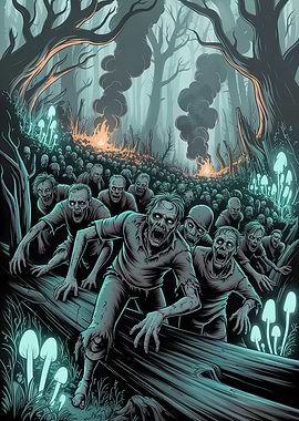 Zombie Horde in a Dark Forest