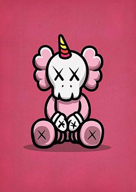 Pink Kaws Unicorn Character Art