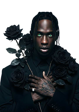 Travis Scott with Black Roses